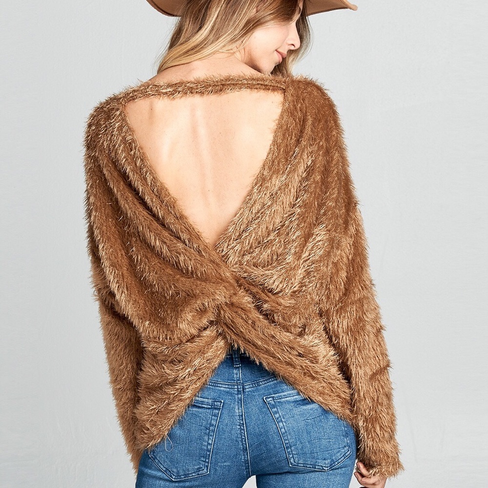NWT• Reversible Latte Knotted Sweater•MADE IN 🇺🇸 - Picture 2 of 8